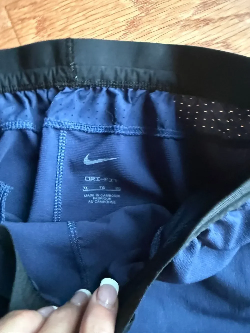 Nike Youth XL Navy Blue Athletic Shorts with Black Waistband
